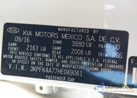 2017 Kia Forte Lx from USA, damaged, VIN 3KPFK4A77HE049061